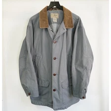 Vintage 90s L.L. Bean Field Chore Coat Men's XL Blue Gray Trench Barn Jacket
