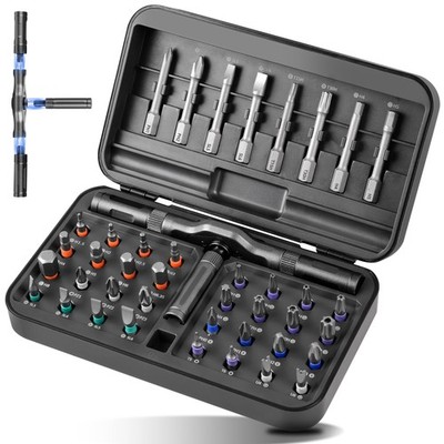 42 in 1 Magnetic Screwdriver Set with Ratcheting Handle | Professional Black 