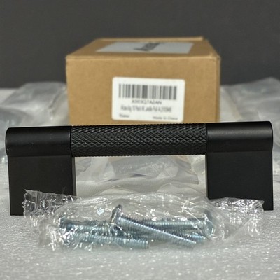 4'' Drawer Pulls Black Satin 10Pc Textured Grip Handle Modern Cabinet Hardware 