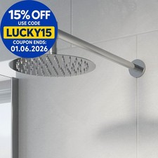 Bathroom Wall Mounted Slimline Chrome Round Drencher Fixed Shower Arm Head