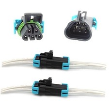 2 Pack 5 Pin Male and Female Sealed Headlight Assembly Connector Plug Pigtail