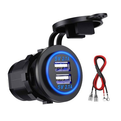 Kibon Auto USB Steckdose Ladegerät 12V/24V Wasserdicht Dual 5,3 x 3,5 cm, Blau 1 