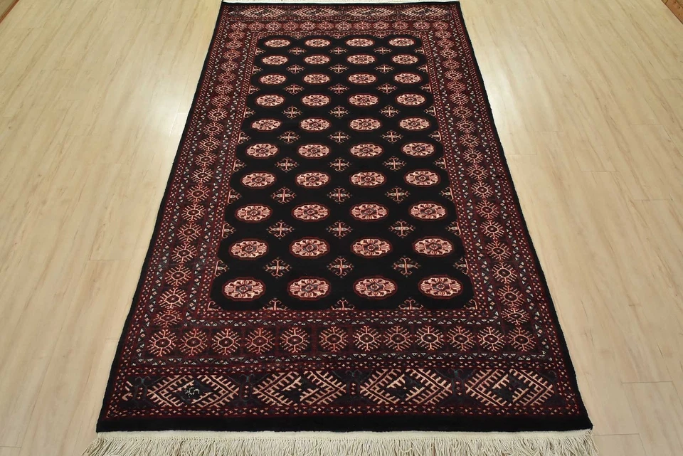 Bokhara Rug 5’4” x 8’7” Black Wool Tribal Hand-Knotted Oriental Carpet - Image 3 of 4