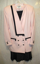 Vintage Kasper For A.S.L. 3 Pc Woman's Pink/Navy Suit Size 8 - 2 Skirts
