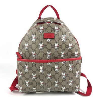 Gucci  Children\'s Printed GG Supreme Cat Canvas Backpack Red 782708 Gucci GG Supreme Mystic Cat Backpack (SHG-iyZtJt) main image 3
