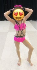 Sparkle/ Size 8/ Attached 2-pieces/ Hot Pink And Black Jazz Dance Costume