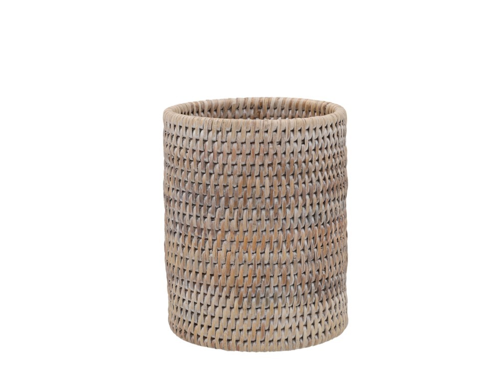 H&H White Bleached Rattan Tool Organizer Basket Cm 12x15