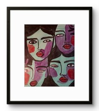 ORIGINAL PAINTING – 4 Teal Women singers  16x20– Acrylic abstract on canvas