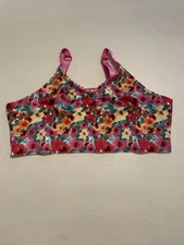 RUBY RIBBON Floral-Print Bralette Demiette Bra 34 Wire Free Compression 1799