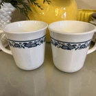 2 Vintage USA Corelle Corning Old Town Blue Onion Coffee Mug Tea Cups Glass 1410