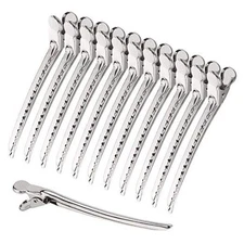 Alligator Hair Clips Metal Duck Bill Hair Clips for Styling - with Holes Silver