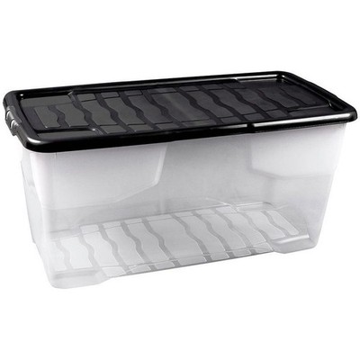 STRATA Curve Aufbewahrungsbox transparent 80 L - stapelbar + Deckel, Kunststoff