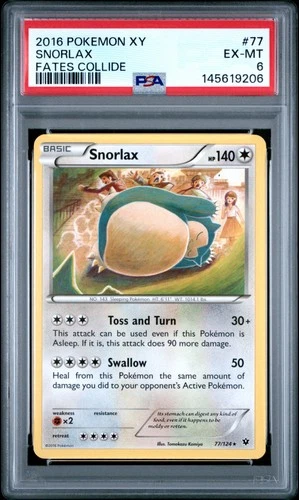 2016 POKEMON XY FATES COLLIDE #77 SNORLAX PSA 6