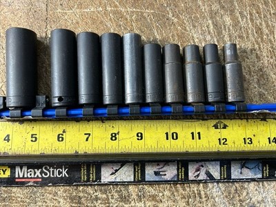 Wright Tool 3/8  Dr. 10 Pc. Deep Well Impact Metric Socket Set 8 To 18MM