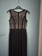 Size 10 Black Sequin Sleeveless Maxi Long Dress (325/157/v)