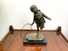 Bronze Sculpture Boy with Hoop Boy with Hoop Art Deco after Demetre Chiparus