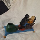 VINTAGE CAST IRON MECHANICAL  COIN BANK TWO MEN ON BENCH MOVING  HOPPER — photo 10