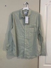Goodfellow  Co Men's Long Sleeve Button Down Dress Shirt Sage Stripe Large NWT