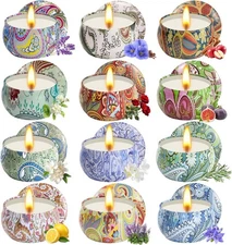 Scented Candles Gifts for Women, 12 Pack Natural Soy Candles for Home Scented, A