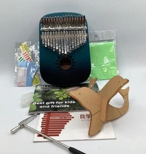 17 Key Kalimba Thumb Piano CA-110 Complete Set with Dolphin Stand & Instructions