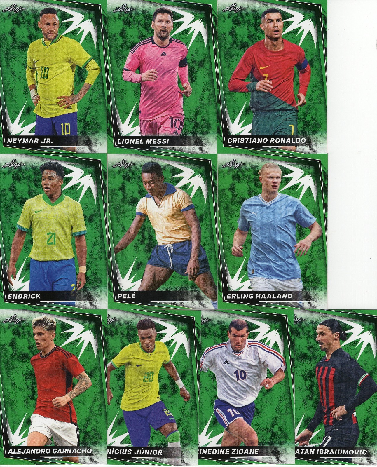 2024 LEAF SOCCER 10-CD GREEN SET: NEYMAR JR/PELE/RONALDO/MESSI/HAALAND/ENDRICK++