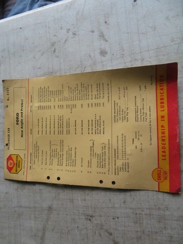 FORD ANGLIA, PREFECT 100E SHELL LUBRICATION CHART SERVICE GUIDE X703