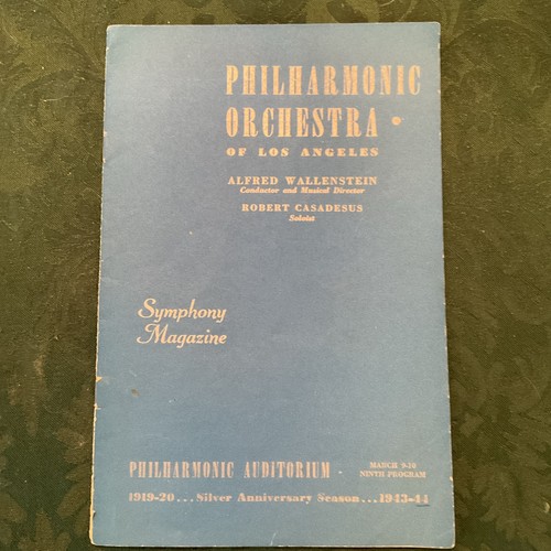 RARE 1943-44 Program LA PHILHARMONIC ORCHESTRA PROGRAM JAN PEERCE LOTTE LEHMANN - Afbeelding 1 van 5