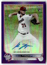 2022 Topps Chrome MLB Mason Thompson Rookie On-Card Auto 39/250. rookie card picture