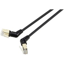 Image of Renkforce RF-6071556 RJ45 Network Patch Cable Black CAT 8.2 S/FTP 2m Angled