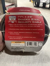 BUNKER CABLE SECURITY LOCK SIZE 7'x5/8" BRAIDED STEEL WIRE CABLE VYNIL INSULATED