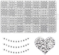 Alphabet Beads A-Z 1300 Pcs Letter Beads, Acrylic 4x7mm Round Letter Beads Kits,