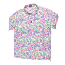 Bad Birdie Polo Men's SIZE XL Floral Print Multicolor Golf Performance Stretch