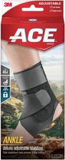 ACE Deluxe Ankle Stabilizer, Adjustable, Black, 1/Pack