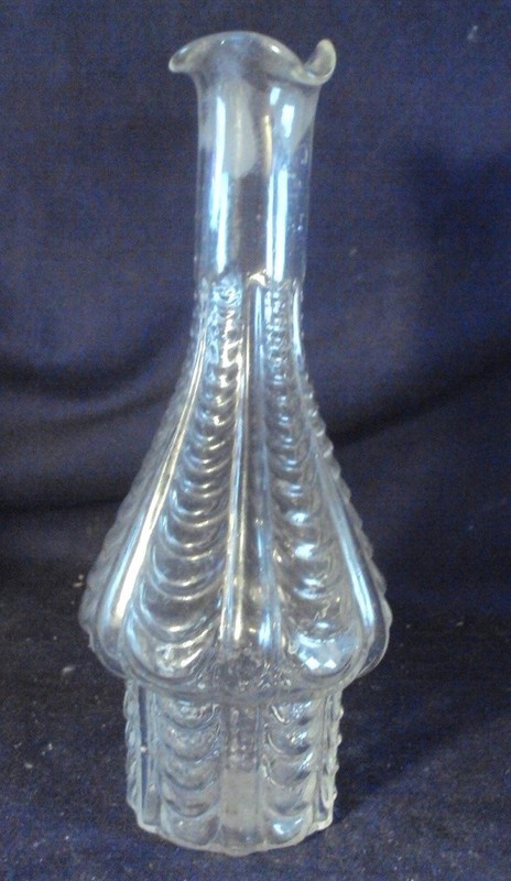 French cruet bud vase paneled drape pattern pressed glass condiment castor set