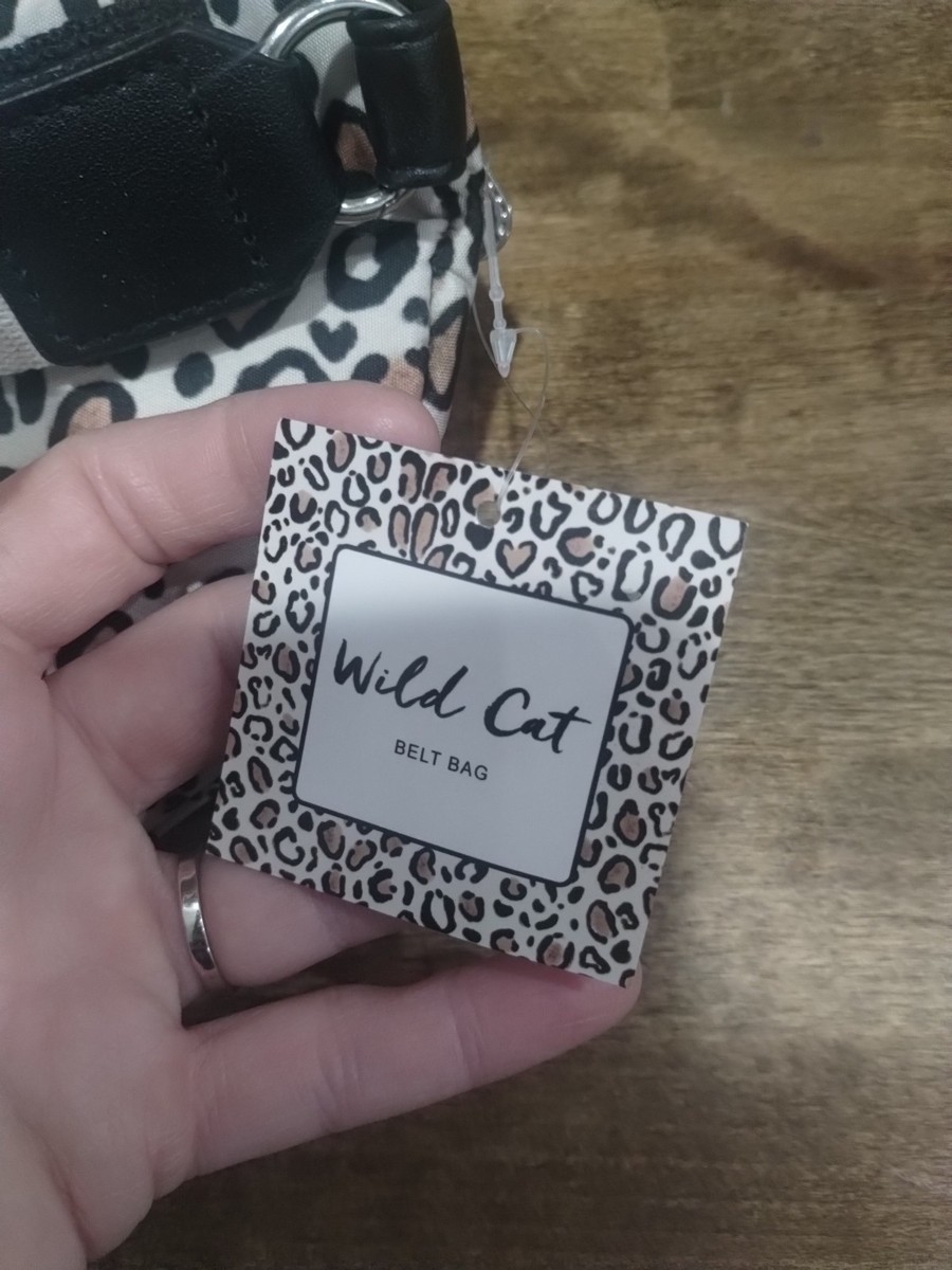 BRIGHTON Wild Cat Belt Bag Cream Brown Leopard Print Nylon  display picture 3