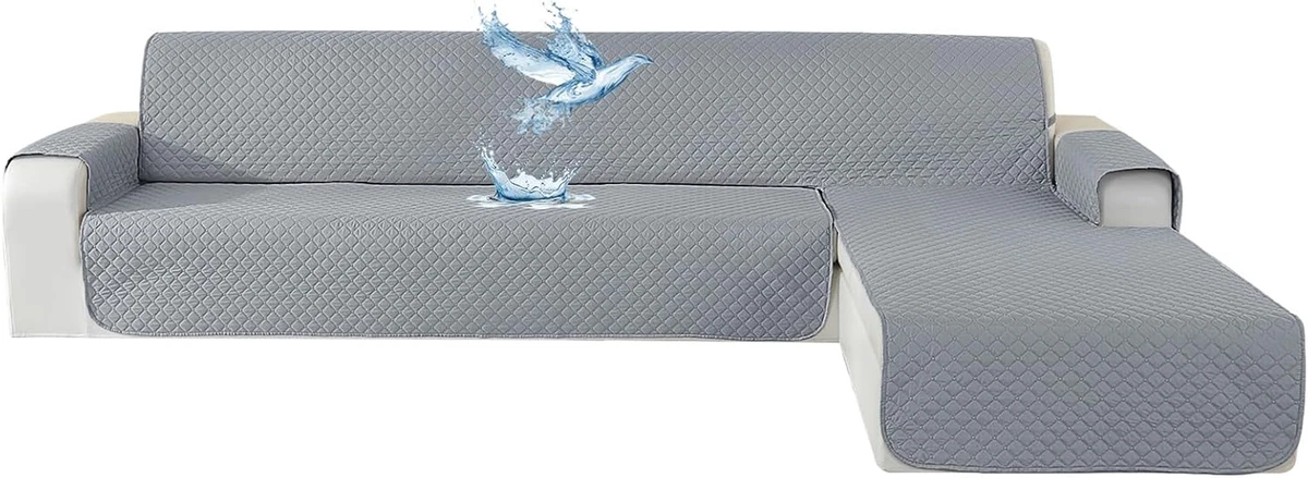 Copridivano universale con penisola chaise longue a sinistra - Panna