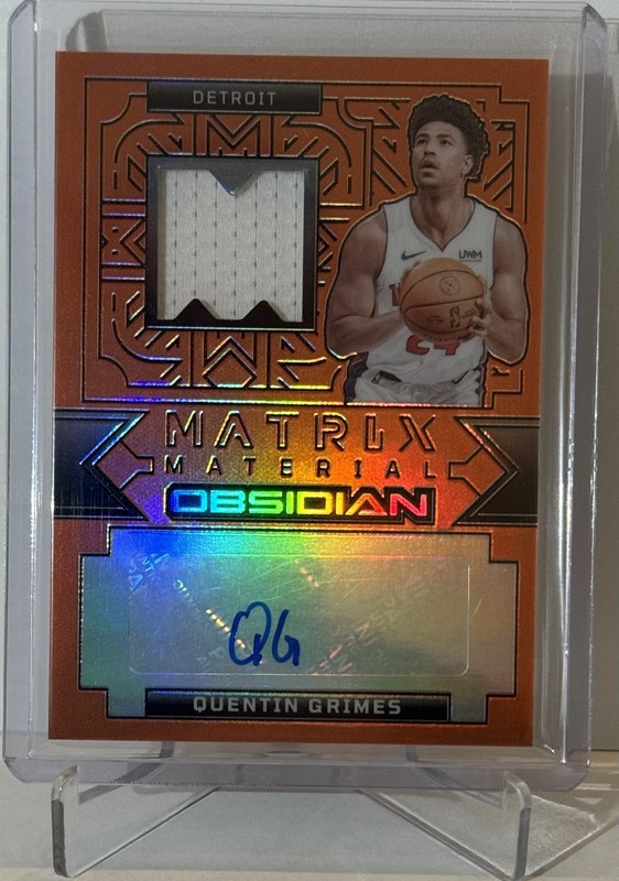 2023-24 Panini Obsidian - Quentin Grimes - Orange- Game Worn Patch Auto - 13/75!