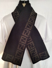 Fendi Scarf 100 Wool Wrap FF Logo Stole Muffler