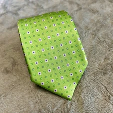 Ferrell Reed Green Silk Tie Purple & Pink Accents NWOT 3.25” Wide 58.5” Long 