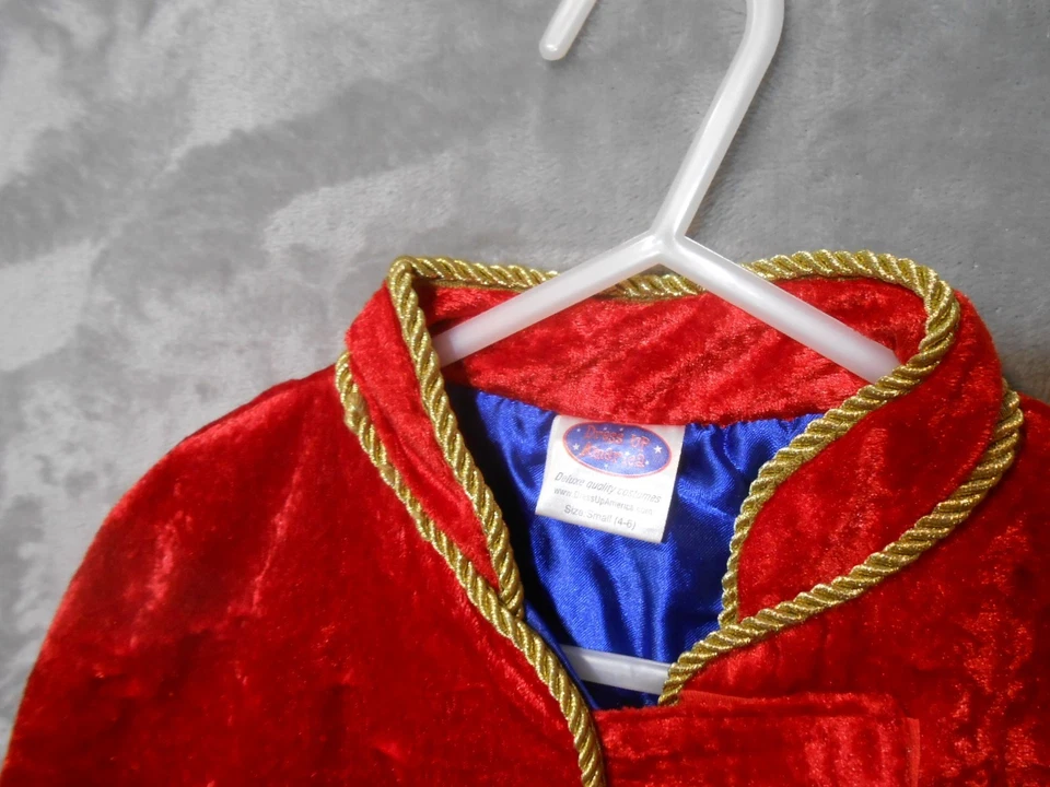 Child's Magician Cape by Dress Up America Red Velvet Blue Lining Halloween - Image 2 of 4