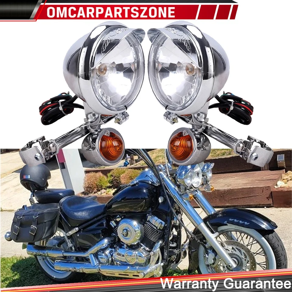 Motorcycle Driving Turn Signals Spot Fog Light Bar w/ Bracket For Harley Honda - Image 3 of 4