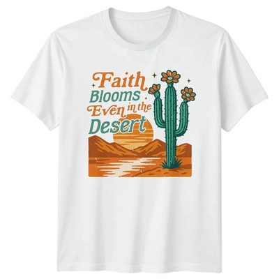 Faith Blooms Even in the Desert Damen T-Shirt Kaktus Southwestern Apparel