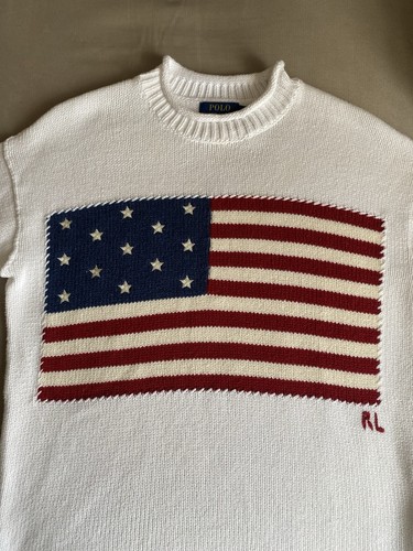 £349 Polo Ralph Lauren Il Cuore Polo Bandiera Maglione Bianco S - Foto 5 di 20