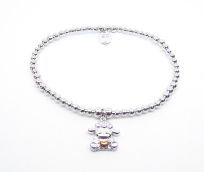 Clogau Perlenarmband Silber & 9 kt Rotgold Lamm Affinität 17 cm