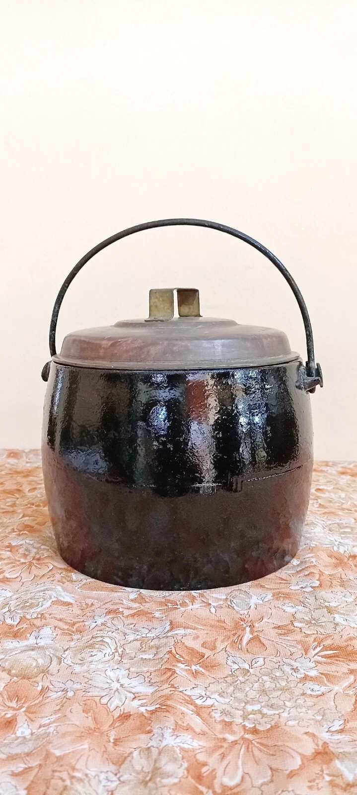 No.8 5 Quarts Cast Iron Enamel Gypsy Stockpot Antique Vintage T&C Clark F16