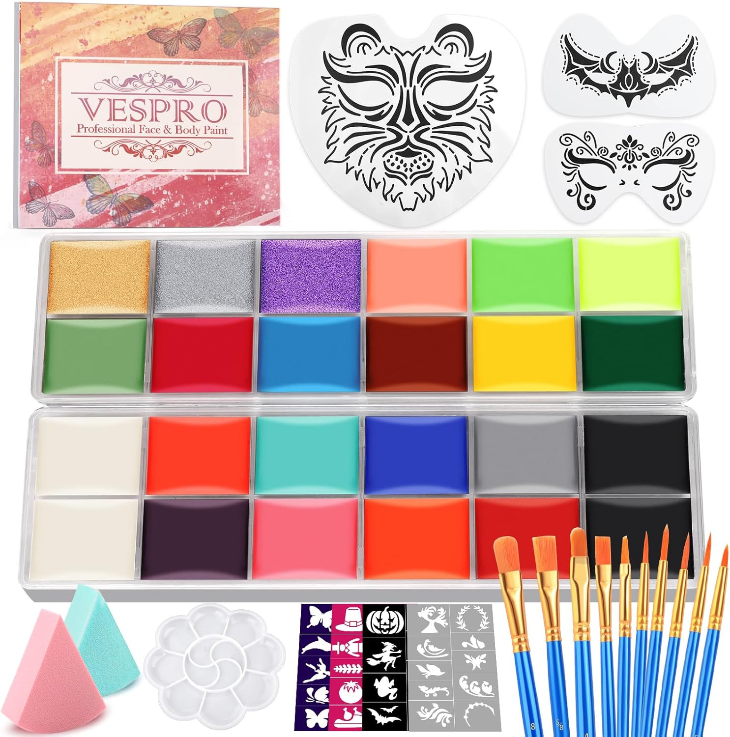 Face Painting Kit for Kids Party,22 Colors Face Paint Kit Includes Paint Tray,Sp