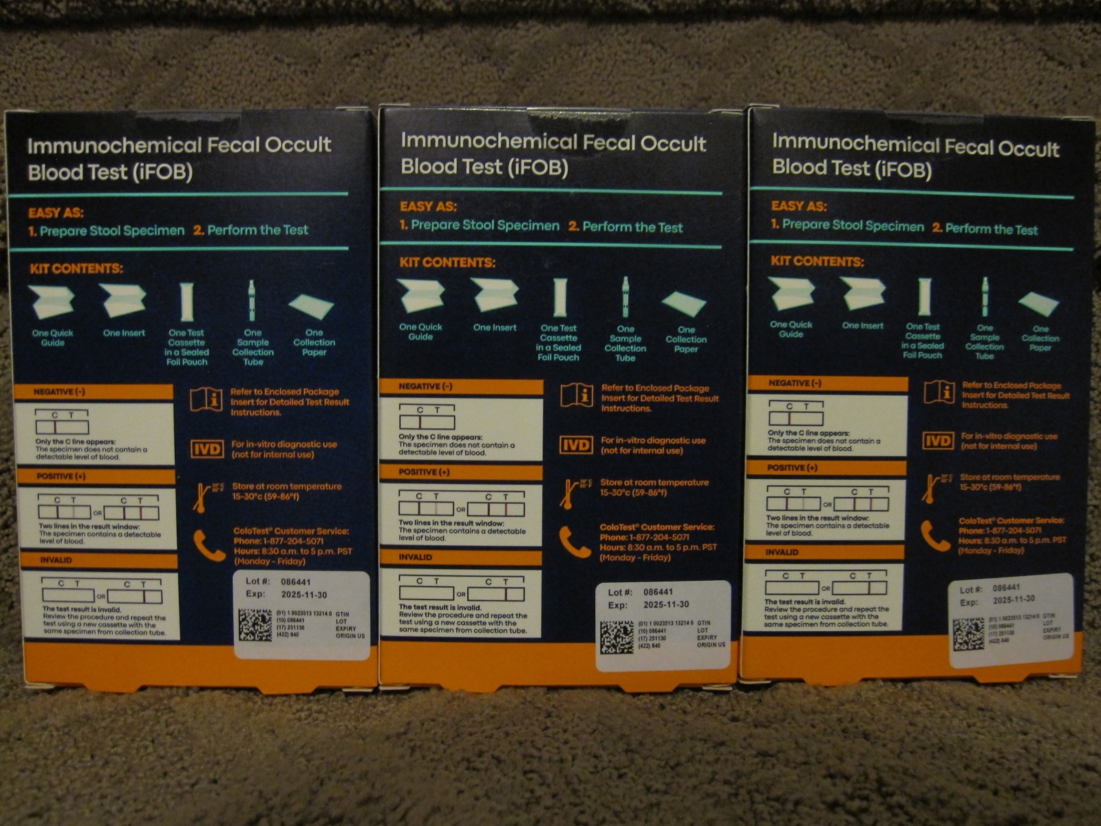 3 Pack Reese's Colo Test Immunochemical Fecal Occult Blood Test (iFOB)~Free Ship