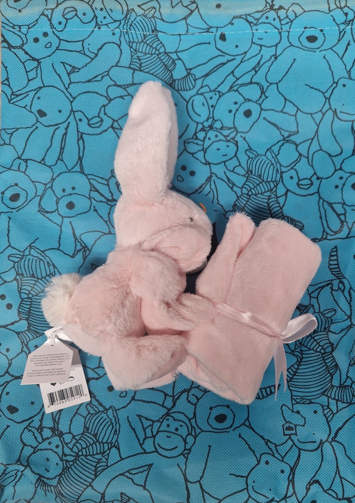 JELLYCAT Bashful Pink Bunny Soother + Dust Bag - SOFT PLUSH TOY COMFORTER SOB44P