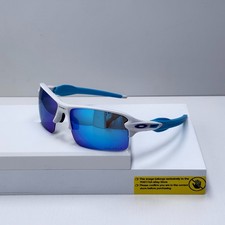 Oakley Flak 2.0 OO9271 Polarized Sunglasses White Frame Blue Temples Blue Lens