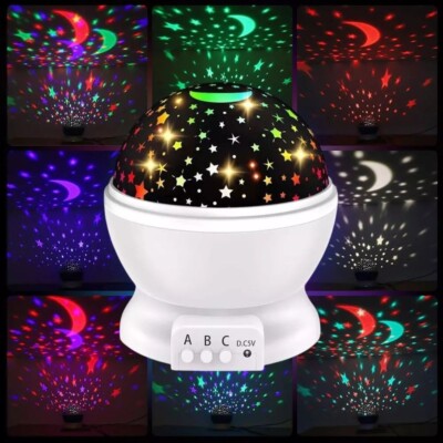Sternennacht Galaxie Licht Projektor - Rotierende LED Stern Mond Lampe USB Akku